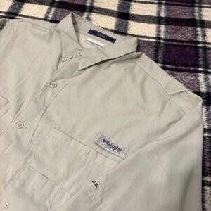 Columbia Men's Tamiami PFG Omni Shade Long Sleeve Fishing Shirt 2XL XXL Gray